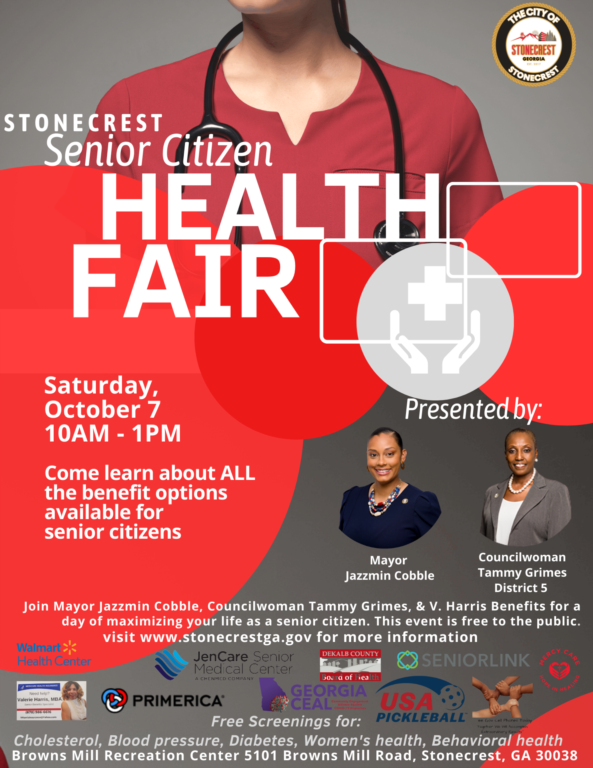 City of Stonecrest to Host Senior Citizen Health Fair Saturday, October 7th, at the Browns Mill Recreation Center